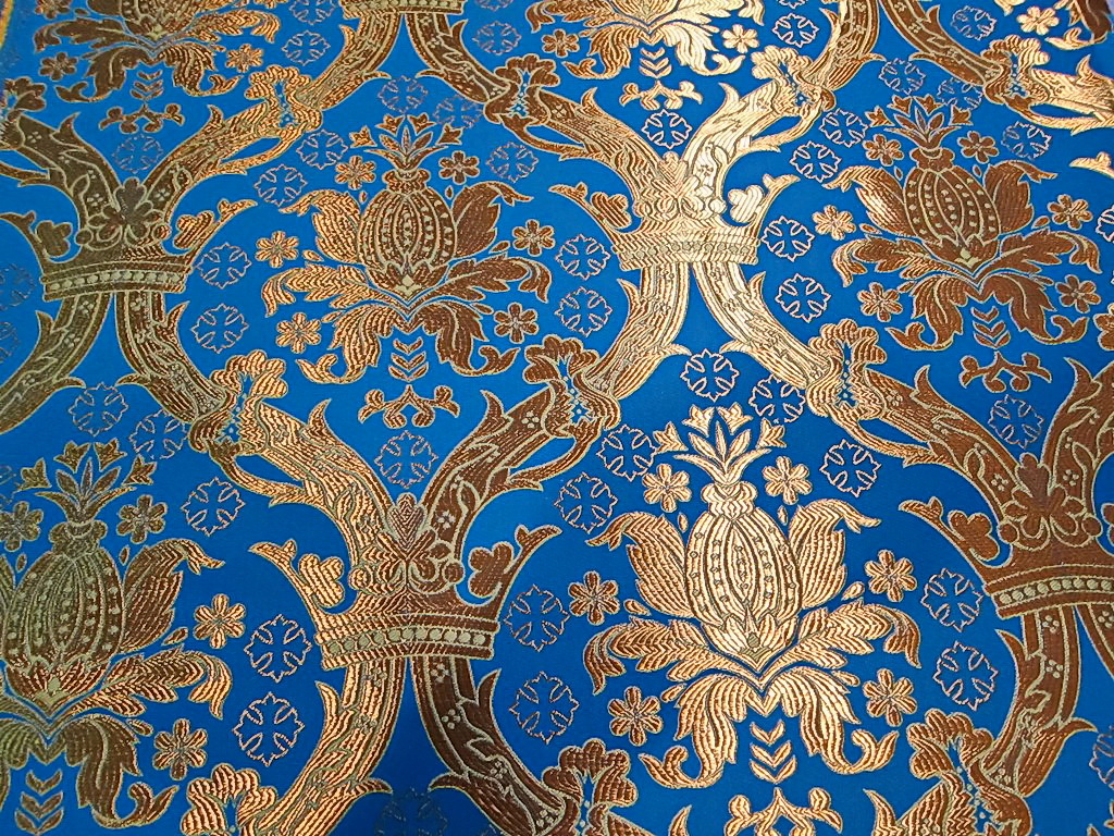 Иерусалим синий шелк с золотом